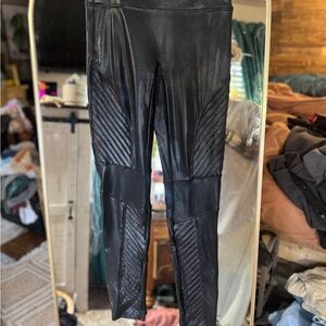 Black Moto Style Faux Leather Leggings